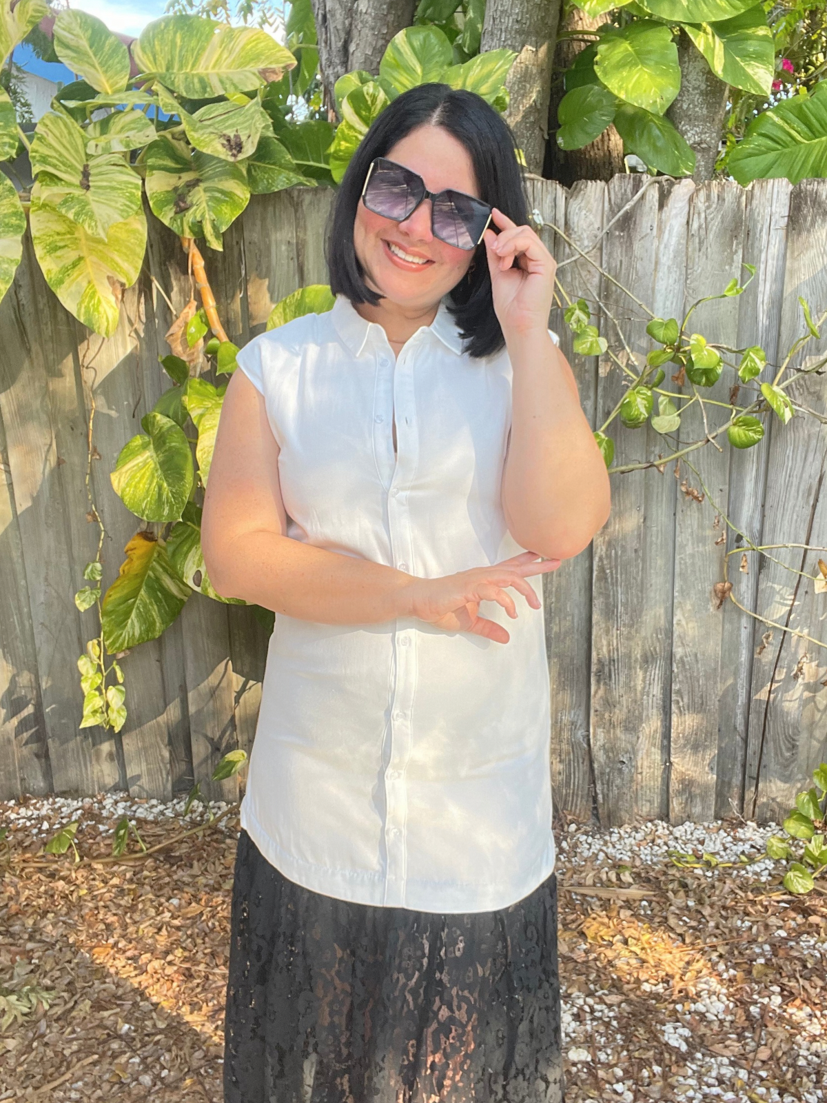 The Clean Lines & Lace Midi Shirt Dress