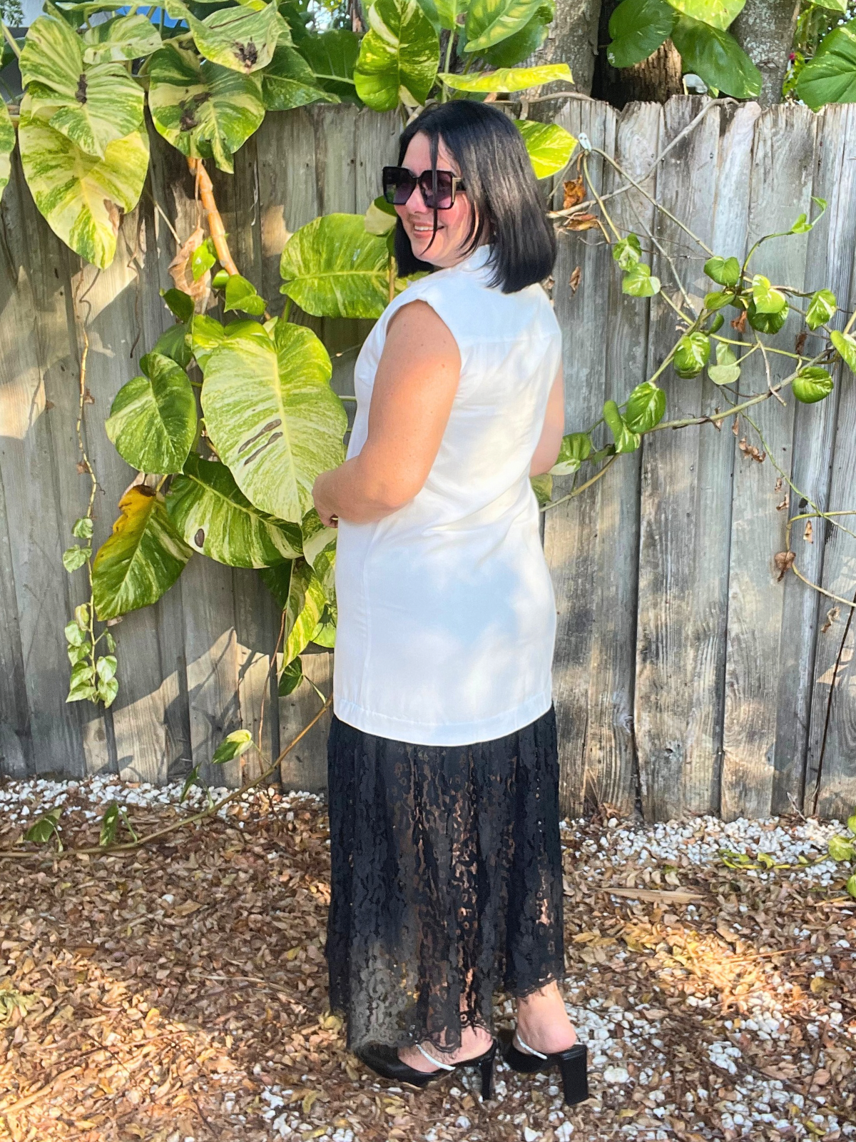The Clean Lines & Lace Midi Shirt Dress MCBoutique The Clean Lines & Lace Midi Shirt Dress MCBoutique