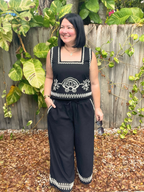 The White-Stitch Luxe Matching Top and Pants