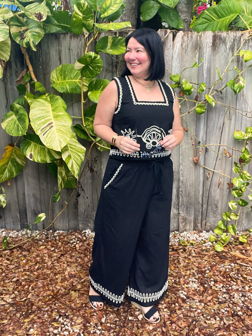 The White-Stitch Luxe Matching Top and Pants
