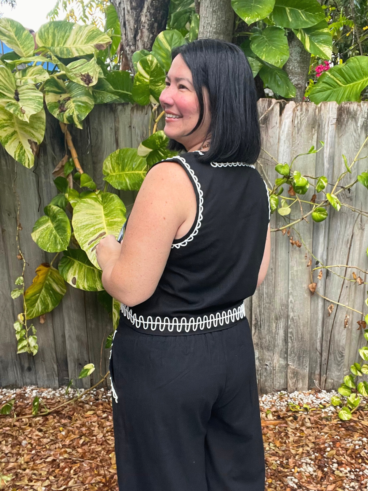 The White-Stitch Luxe Matching Top and Pants
