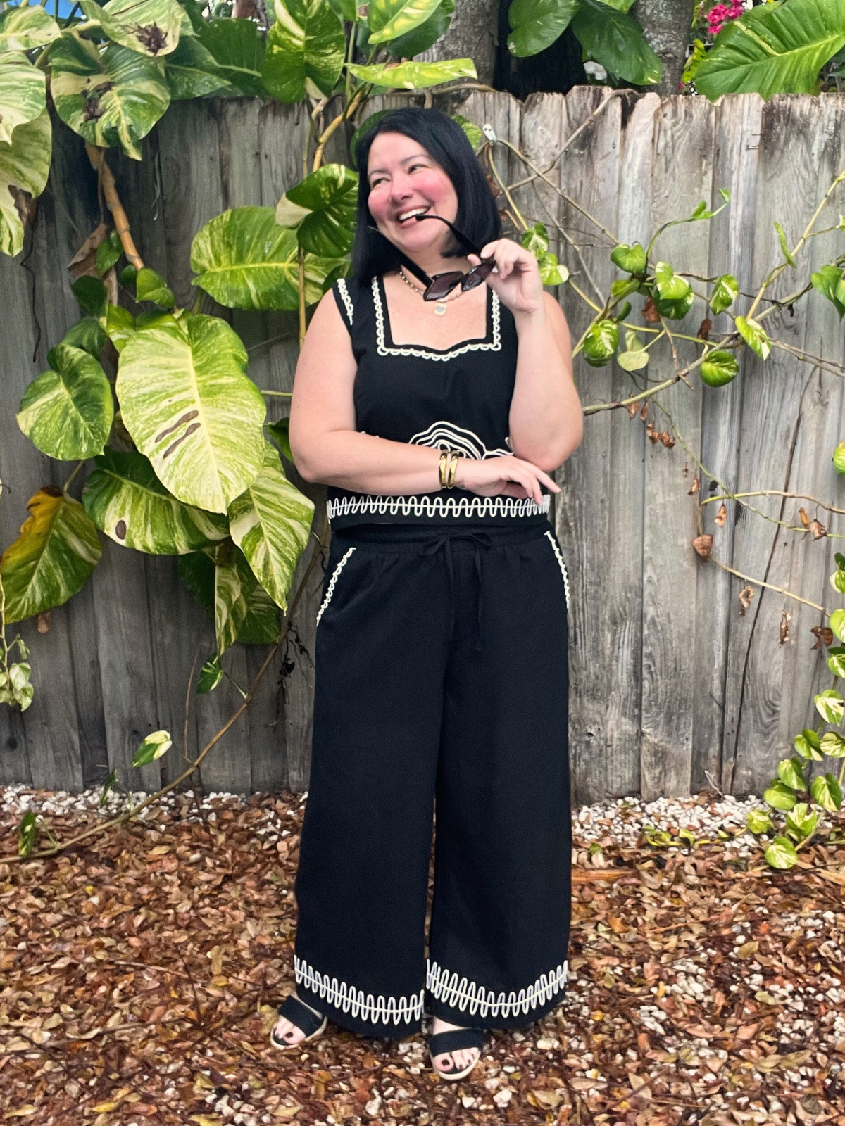 The White-Stitch Luxe Matching Top and Pants