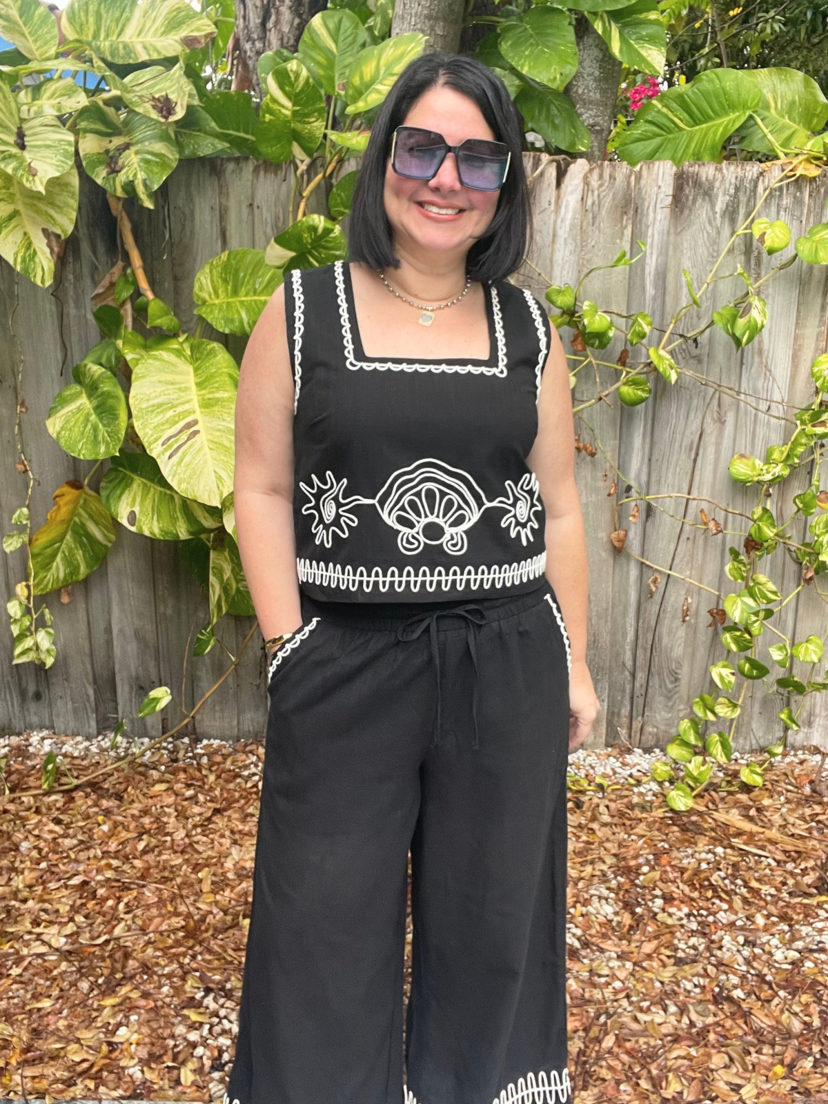 The White-Stitch Luxe Matching Top and Pants