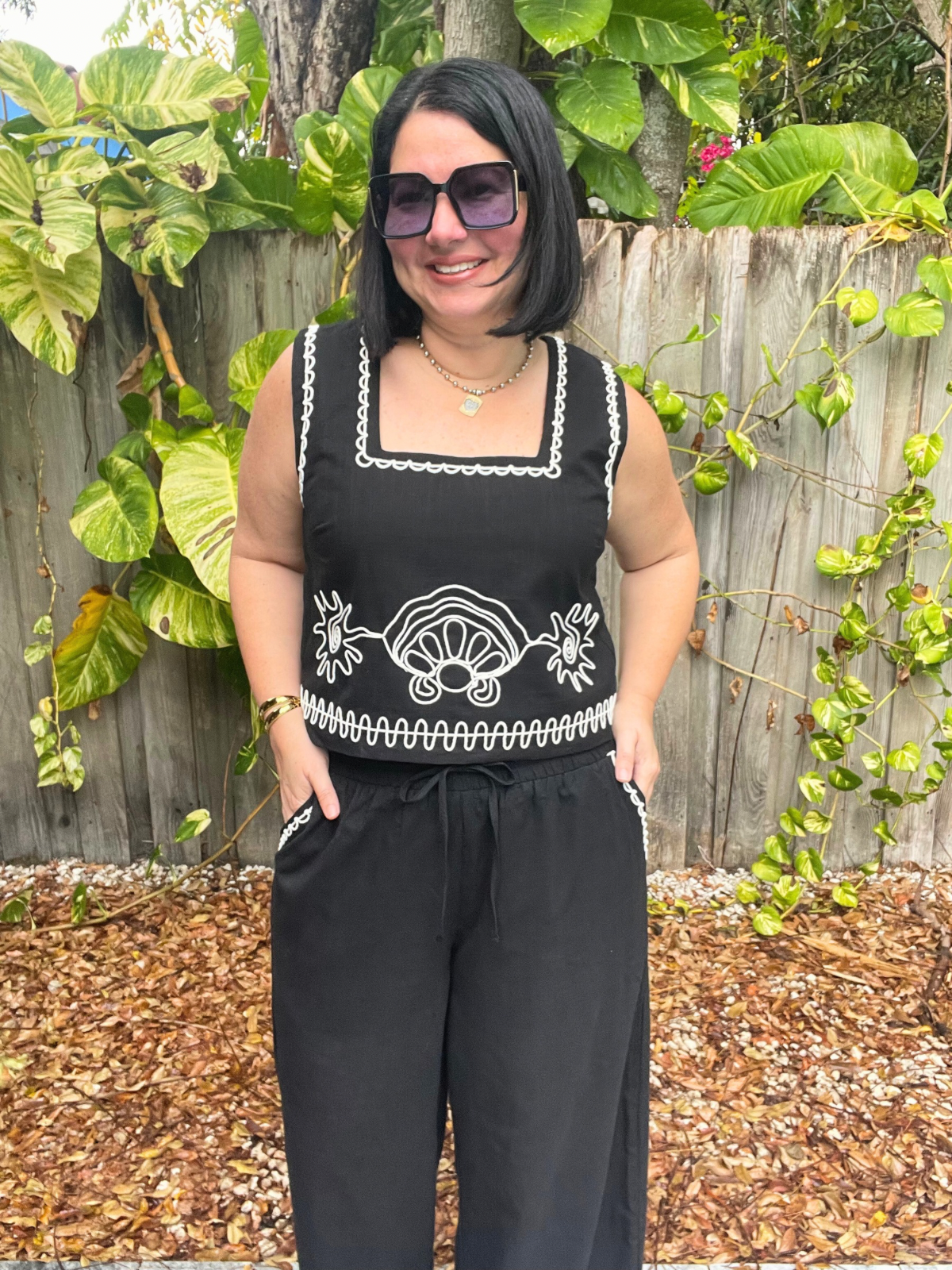 The White-Stitch Luxe Matching Top and Pants