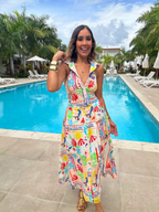 Beachy Coastal Halter Top & Midi Skirt Set