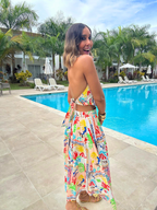 Beachy Coastal Halter Top & Midi Skirt Set
