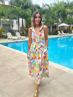 Beachy Coastal Halter Top & Midi Skirt Set