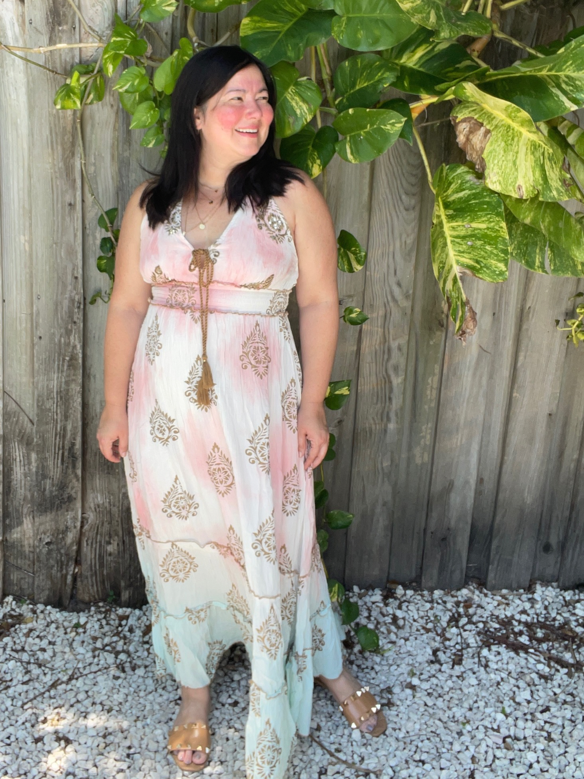 Blush & Mint Ombre Halter Maxi Dress