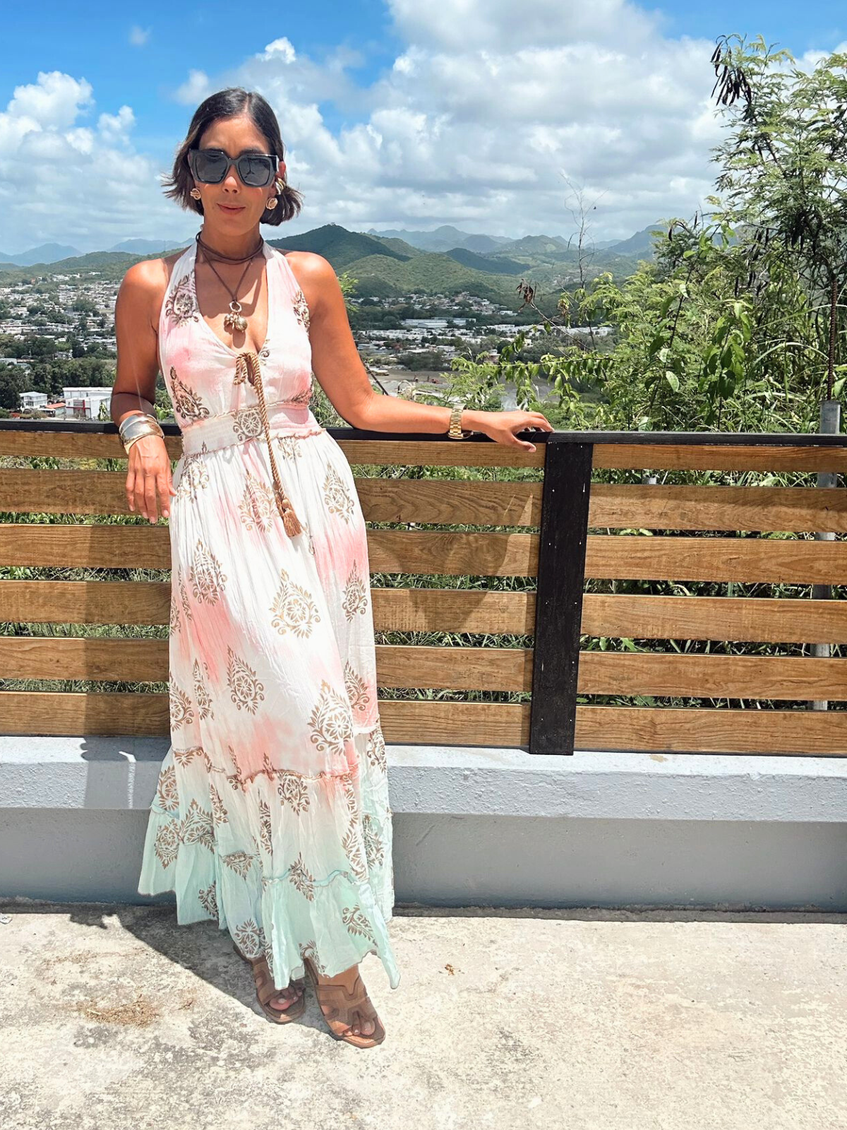 Blush & Mint Ombre Halter Maxi Dress