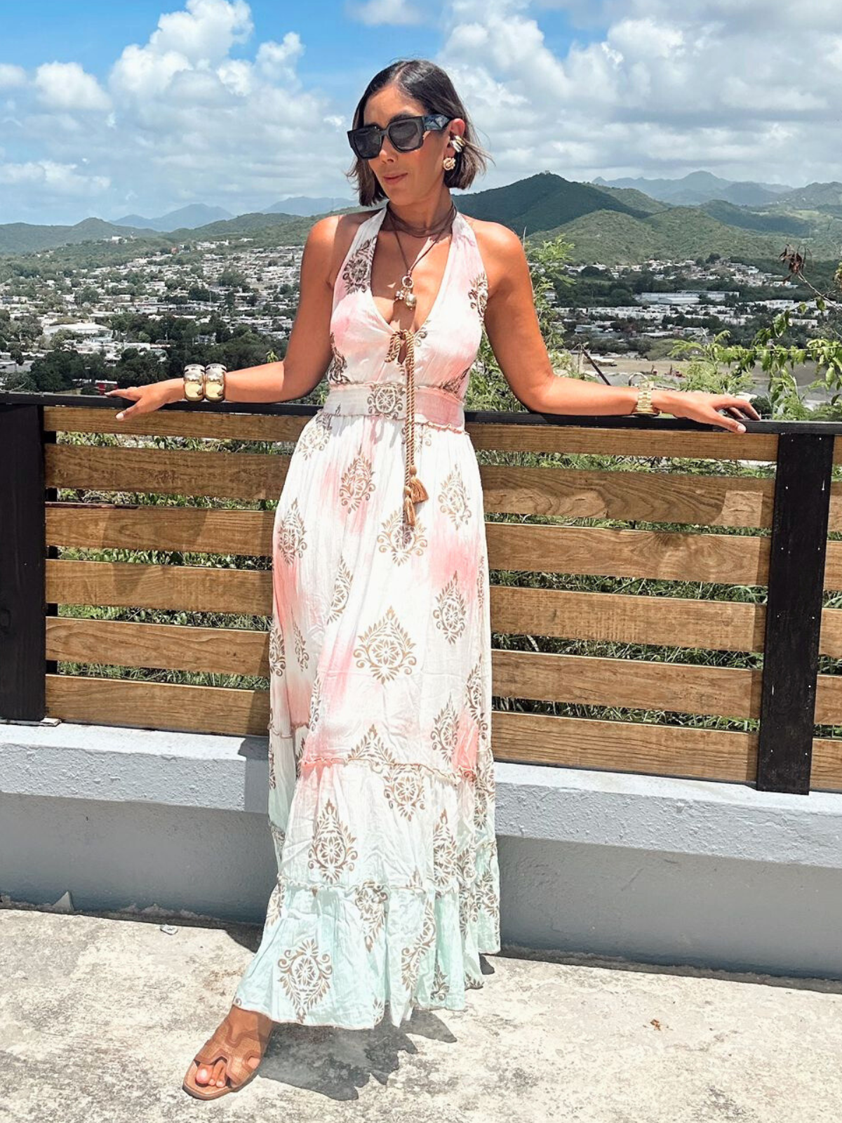 Blush & Mint Ombre Halter Maxi Dress