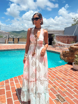 Blush & Mint Ombre Halter Maxi Dress