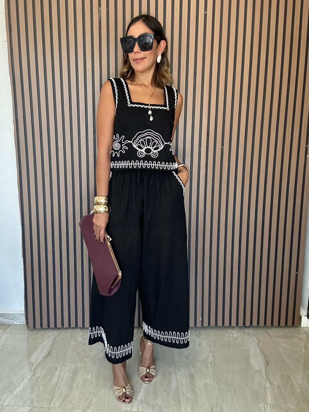 The White-Stitch Luxe Matching Top and Pants