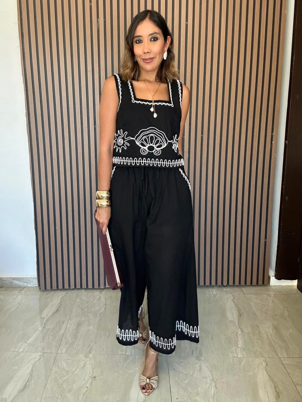 The White-Stitch Luxe Matching Top and Pants