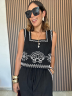 The White-Stitch Luxe Matching Top and Pants
