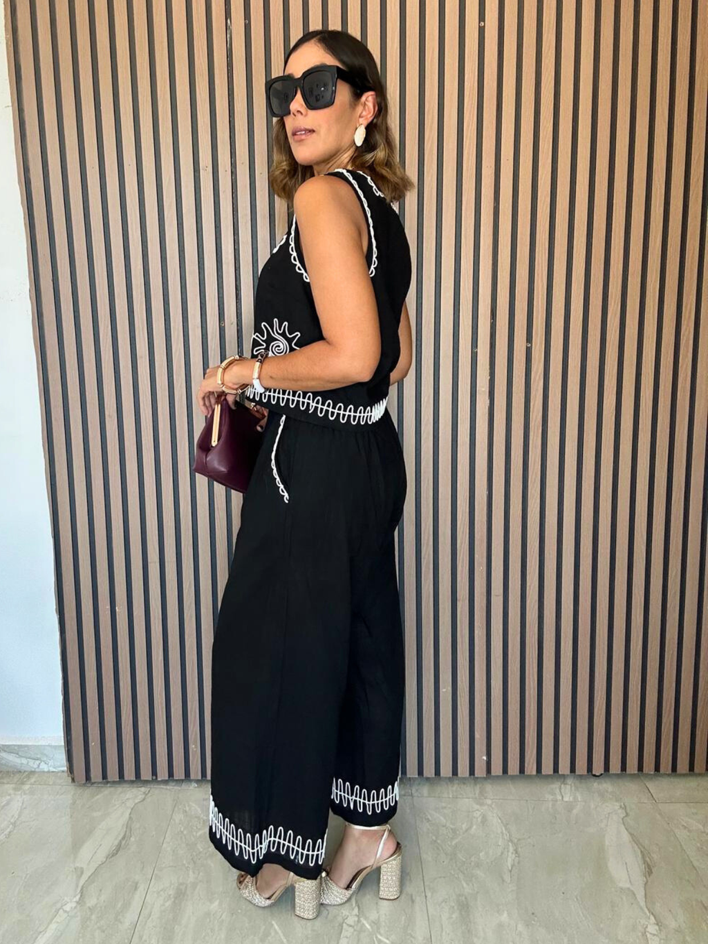The White-Stitch Luxe Matching Top and Pants
