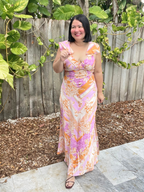 Bare Back, Soft Bloom Maxi Dress