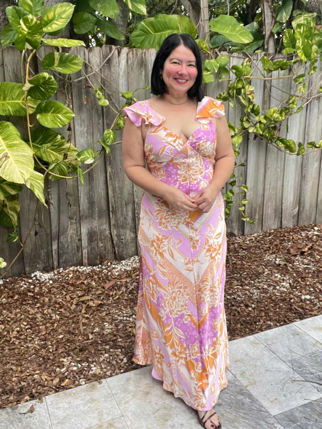 Bare Back, Soft Bloom Maxi Dress