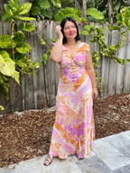 Bare Back, Soft Bloom Maxi Dress