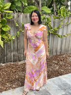 Bare Back, Soft Bloom Maxi Dress