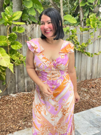 Bare Back, Soft Bloom Maxi Dress