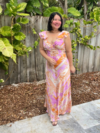 Bare Back, Soft Bloom Maxi Dress