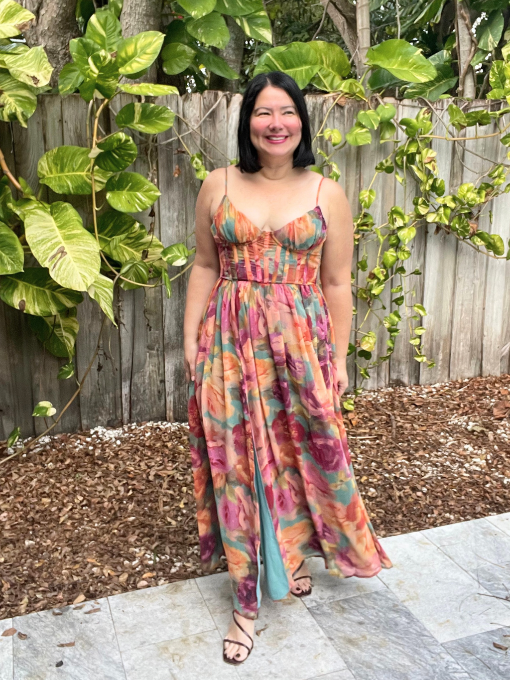 No One Else Corset Flowy Maxi Dress