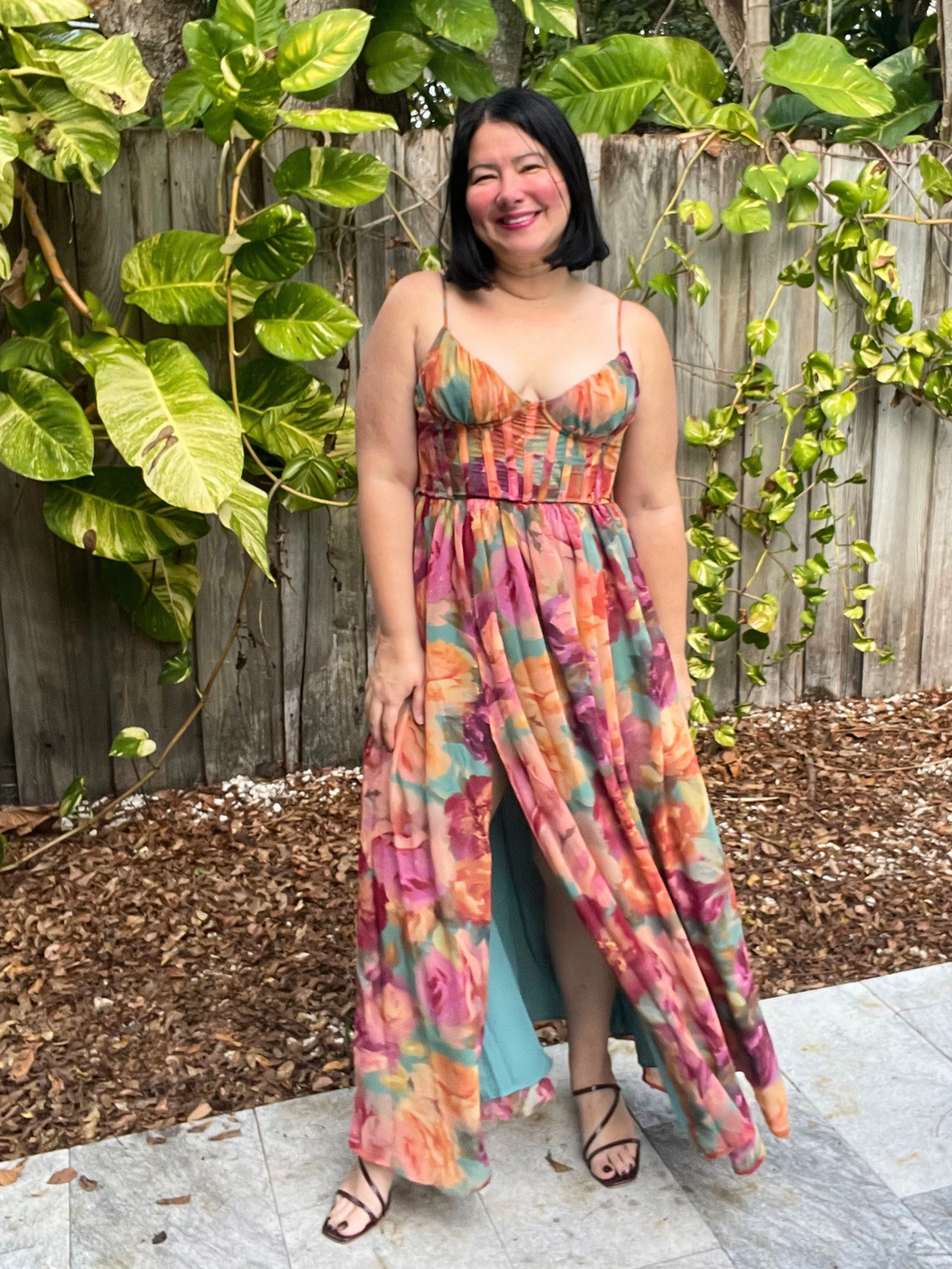 No One Else Corset Flowy Maxi Dress