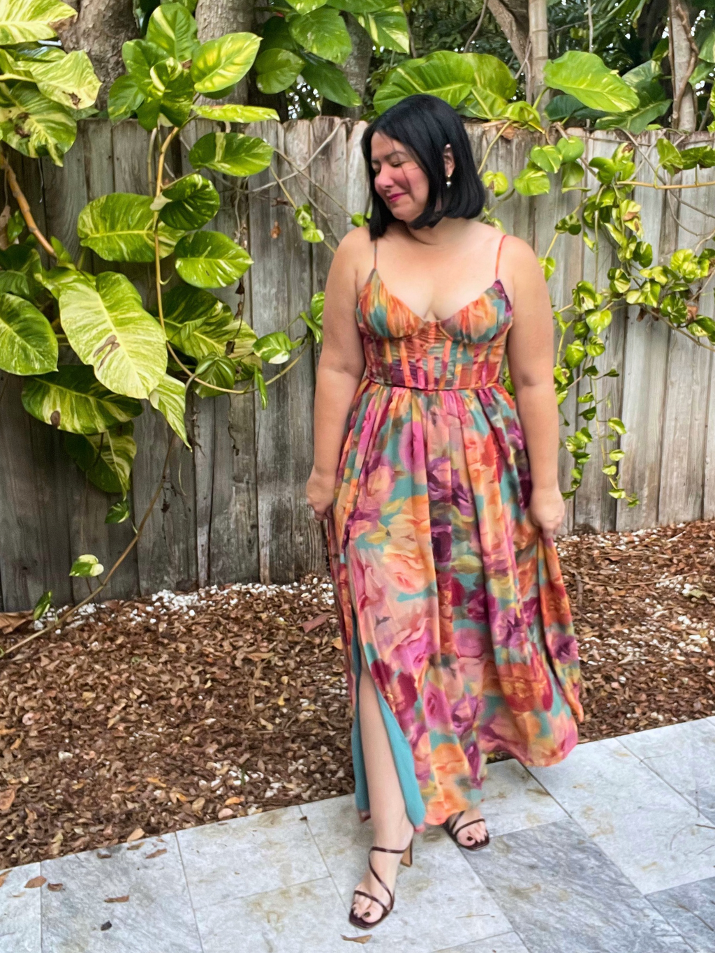 No One Else Corset Flowy Maxi Dress