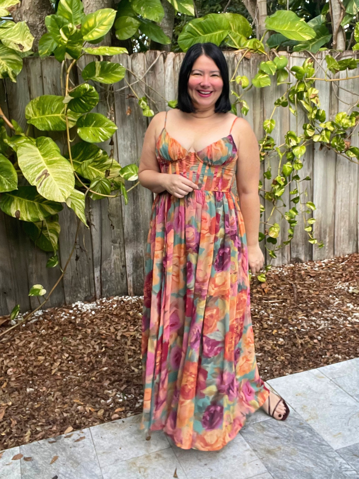 No One Else Corset Flowy Maxi Dress