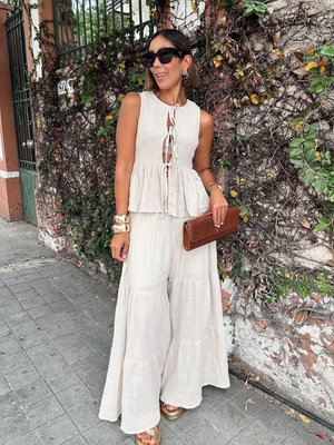 Such A Charm Peplum Top and Tiered Palazzo Pants