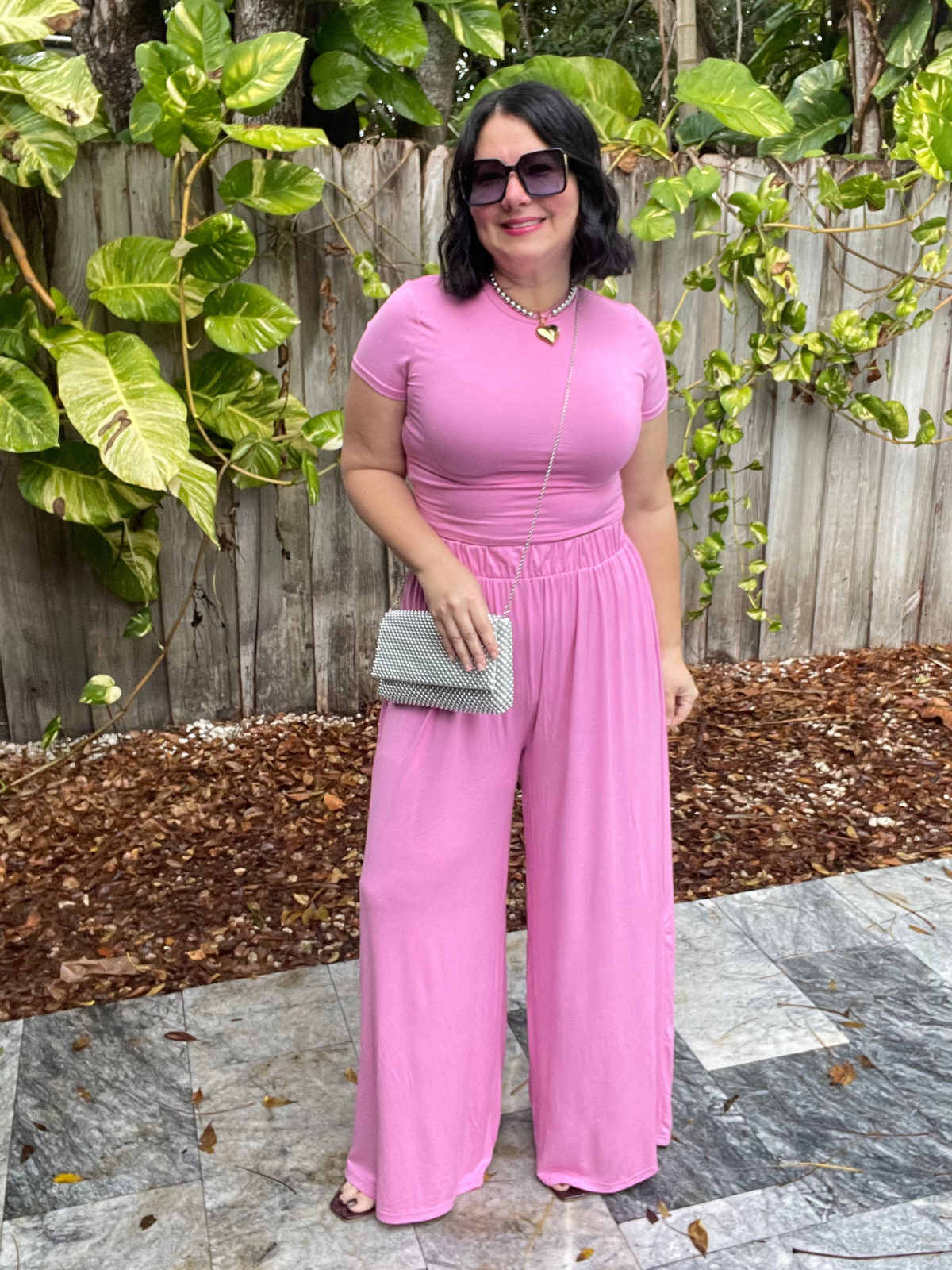 Valentina on the Go Short Sleeve Top & Wide Leg Pants Set