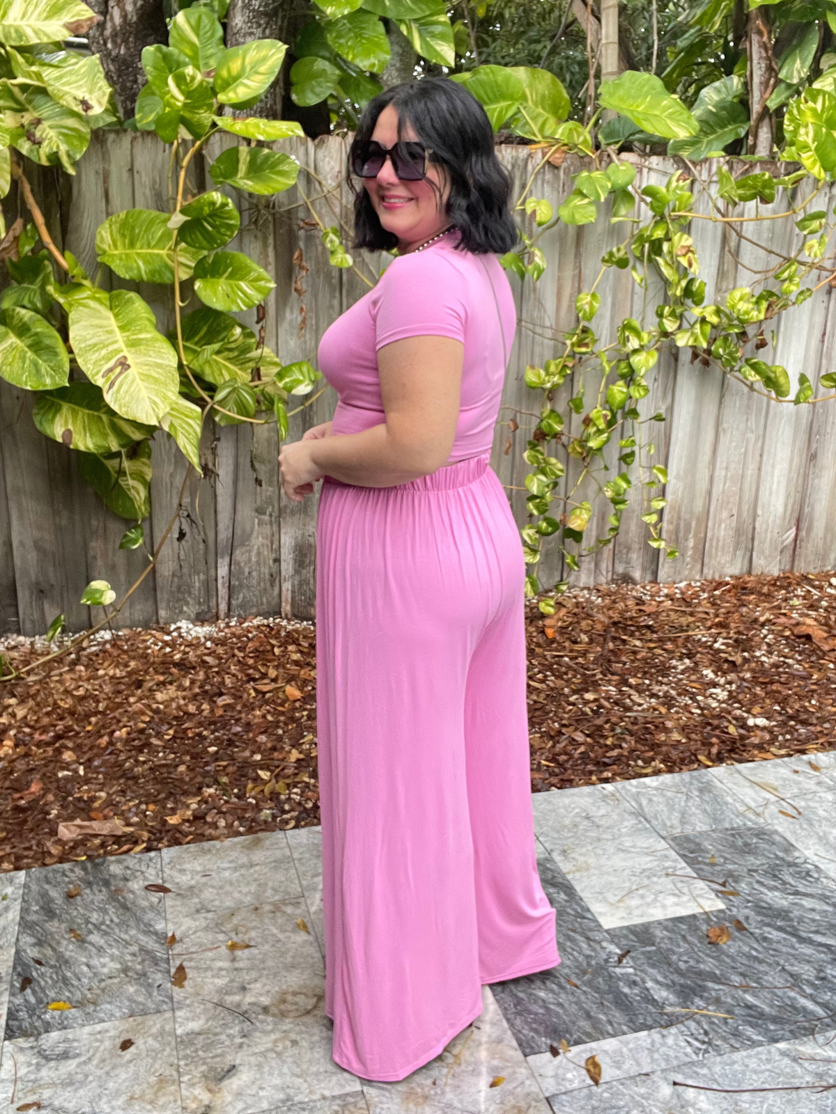 Valentina on the Go Short Sleeve Top & Wide Leg Pants Set