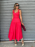 Carmine Bloom Midi Dress