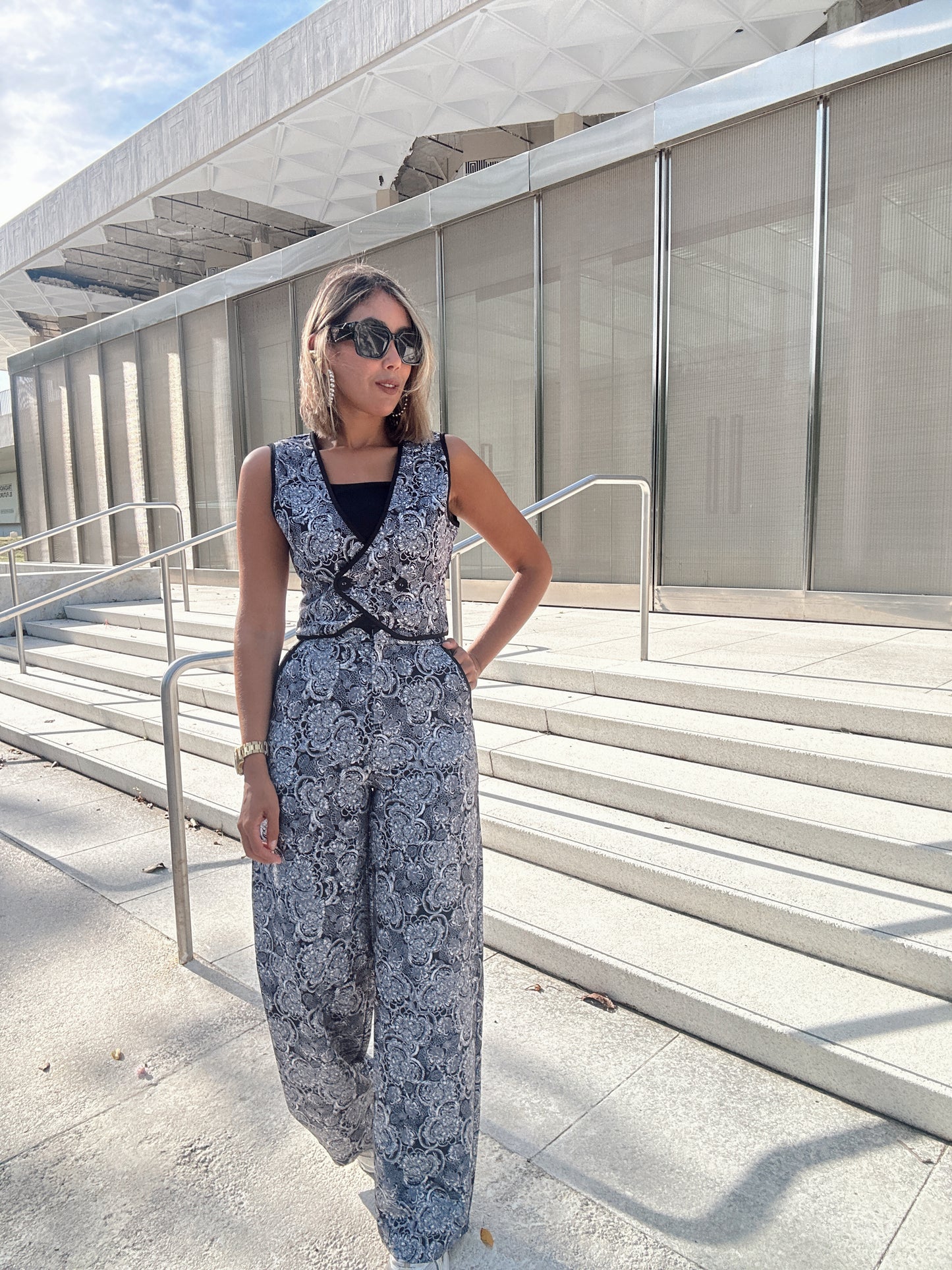 Pamela Printed Vest and Pants Set