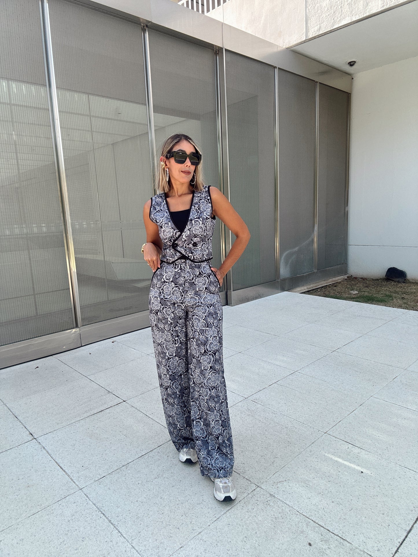 Pamela Printed Vest and Pants Set