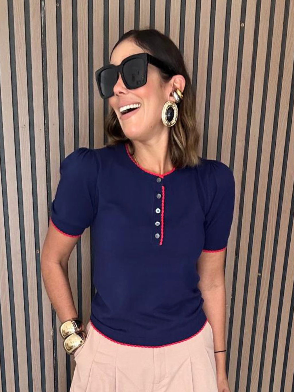 Floating Hearts Contrast Edge Top