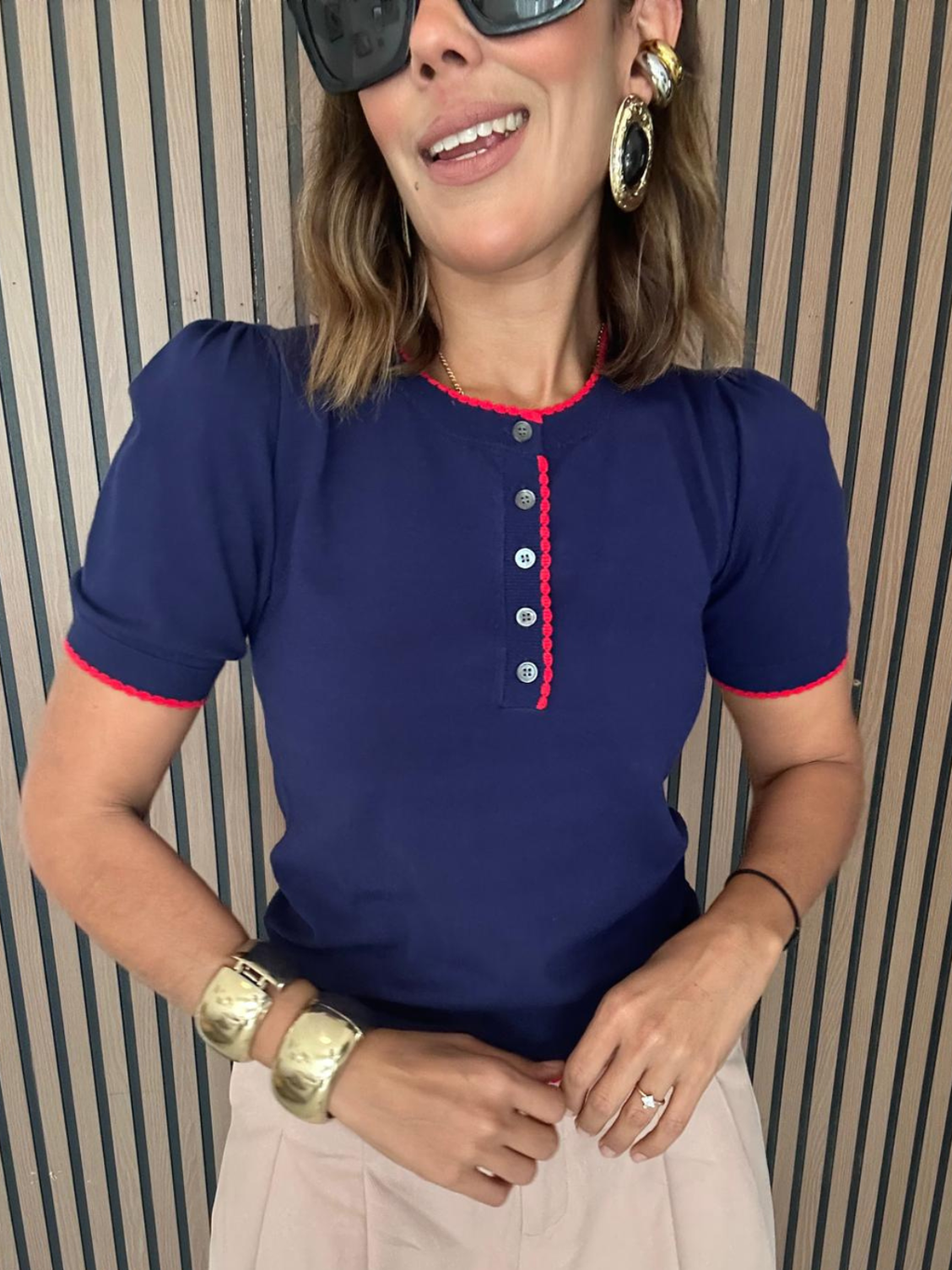 Floating Hearts Contrast Edge Top