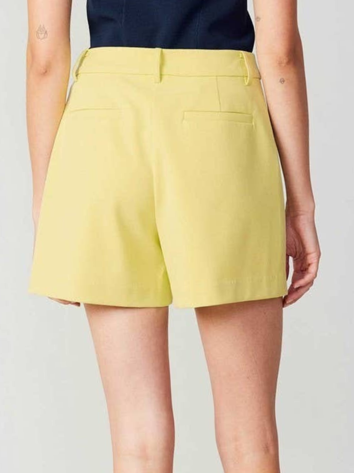 Lemon Sherbet Pintucked Shorts