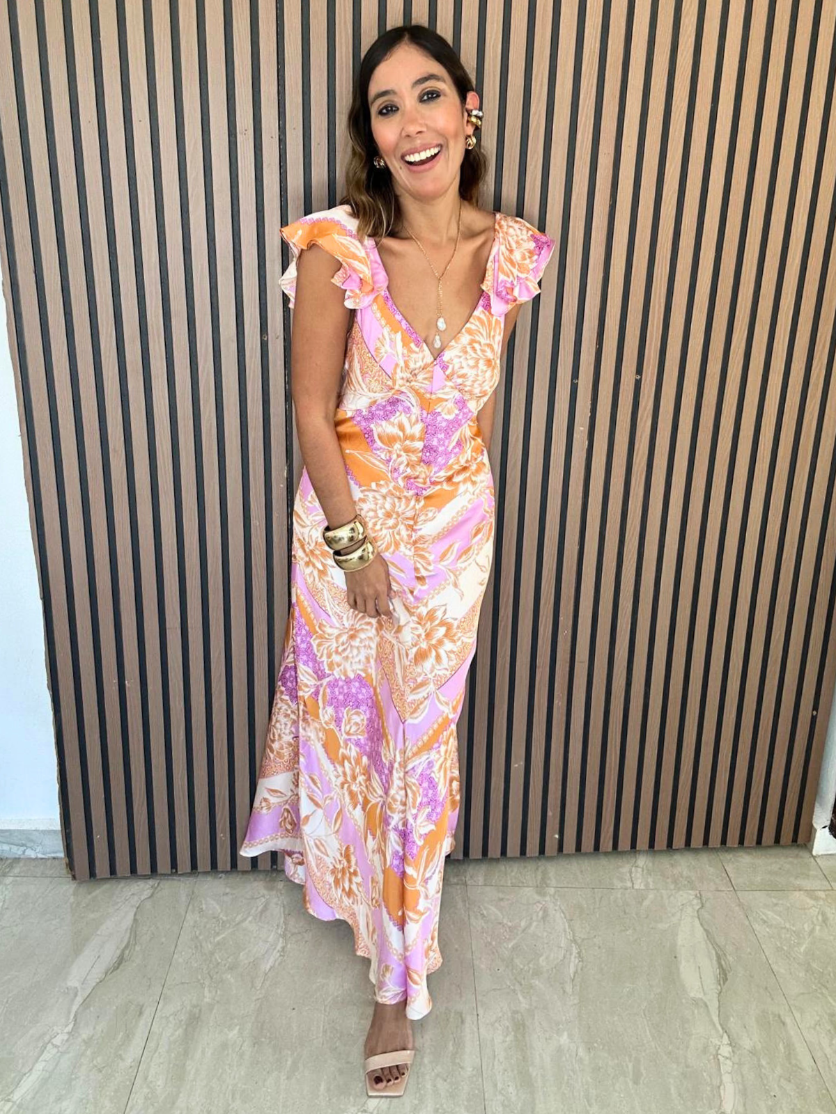 Bare Back, Soft Bloom Maxi Dress