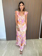 Bare Back, Soft Bloom Maxi Dress