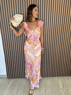 Bare Back, Soft Bloom Maxi Dress
