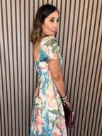 Sunset Whispers Square Neck Puff Sleeve Midi Dress