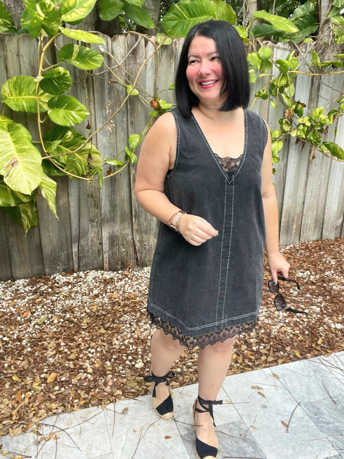 The Story of Denim and Lace Mini Dress