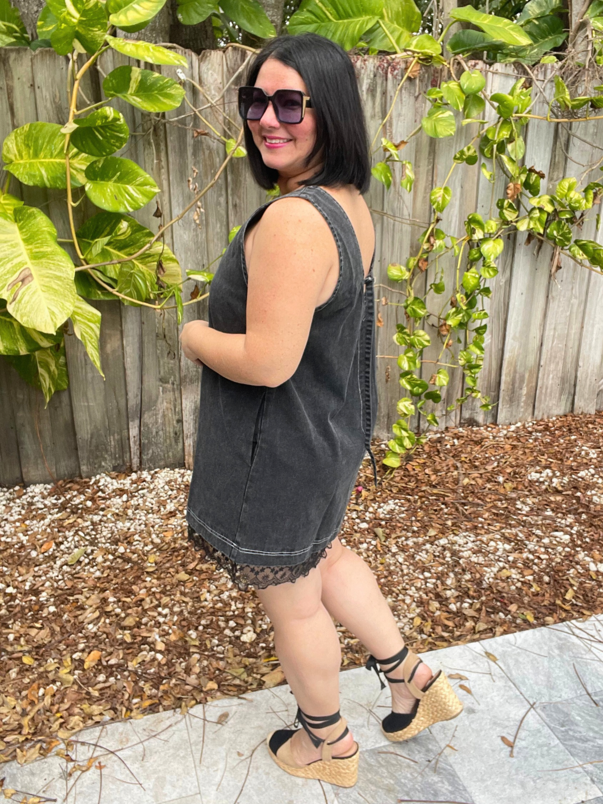 The Story of Denim and Lace Mini Dress