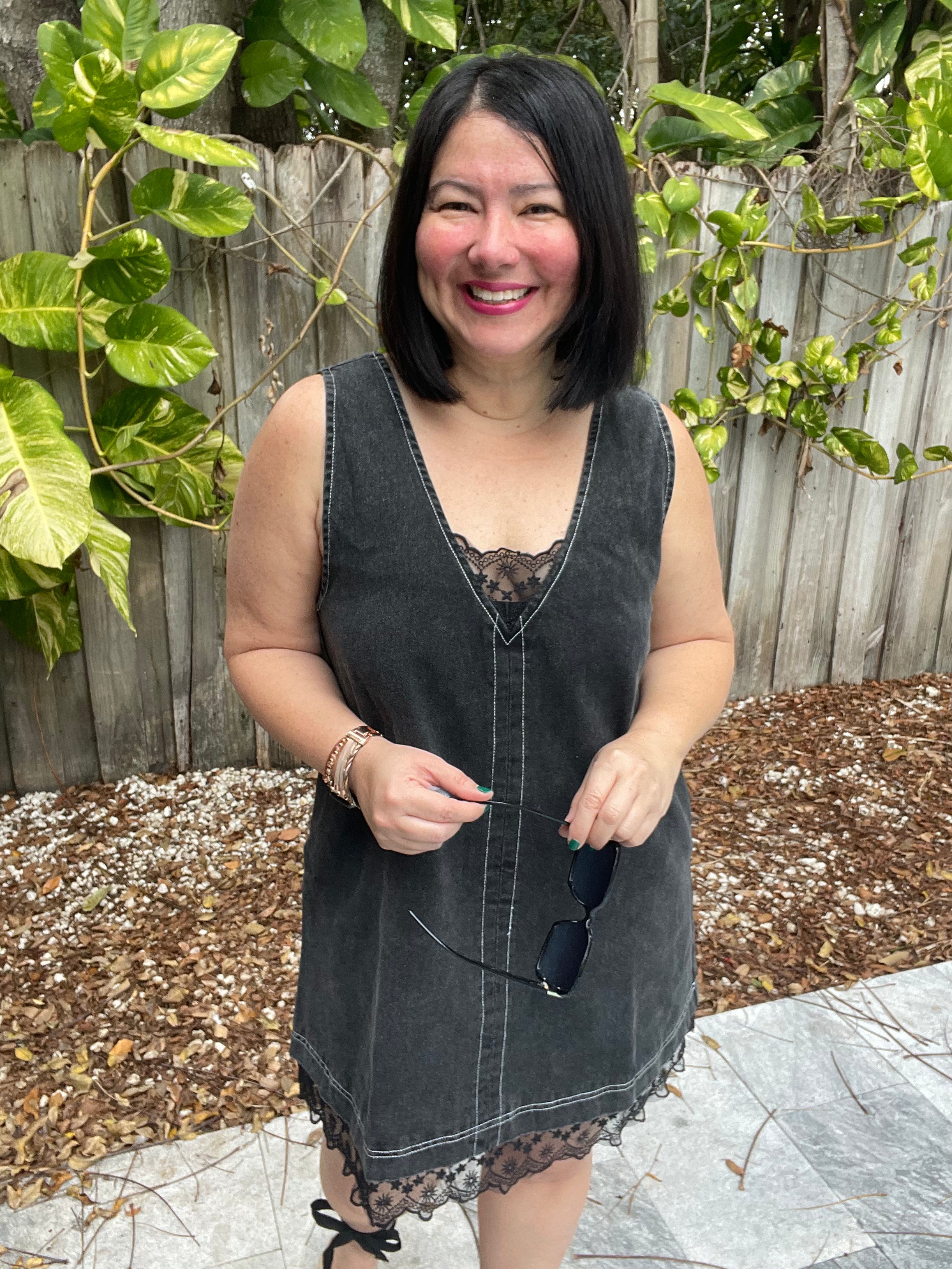 The Story of Denim and Lace Mini Dress