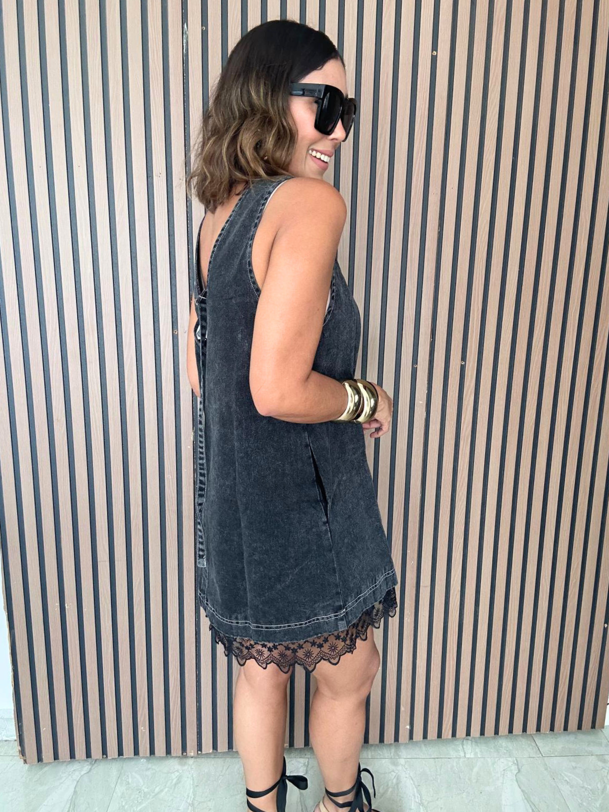 The Story of Denim and Lace Mini Dress