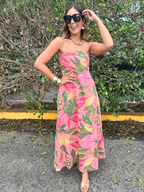 Just Like Paradise Strapless Tie Back Maxi Dress