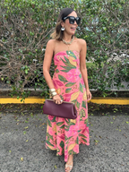 Just Like Paradise Strapless Tie Back Maxi Dress