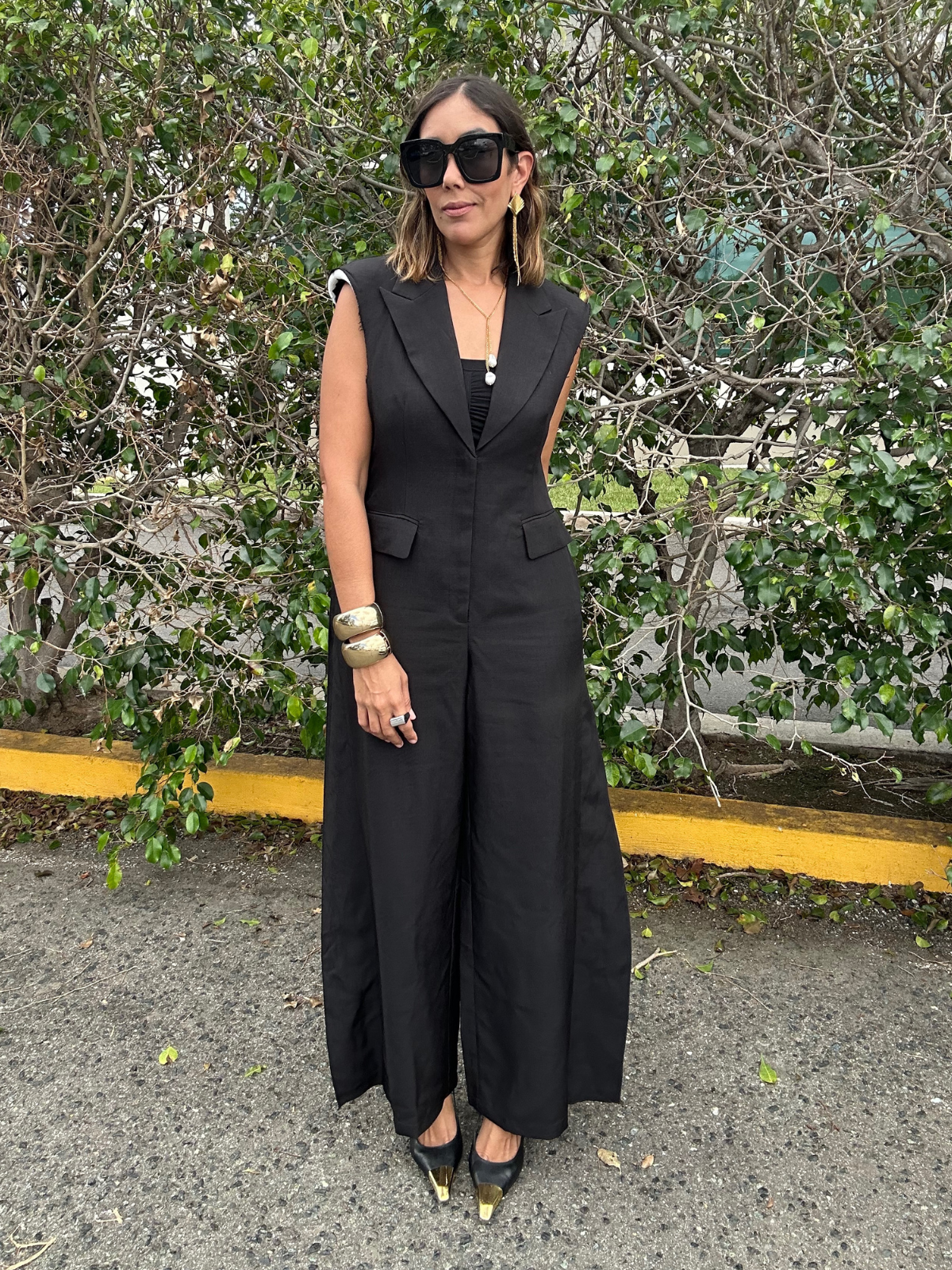 Exposed Shoulder Pads Making the Cut Jumpsuit