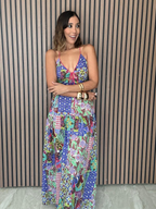 Lagoon Bloom Keyhole Tie Detail Dress